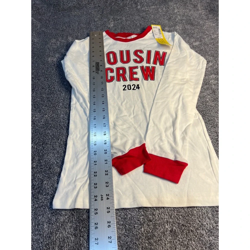 PJ Place Kids White Red Cousin Crew 2024 Long Sleeve Pajama Top XXL 16 NWT